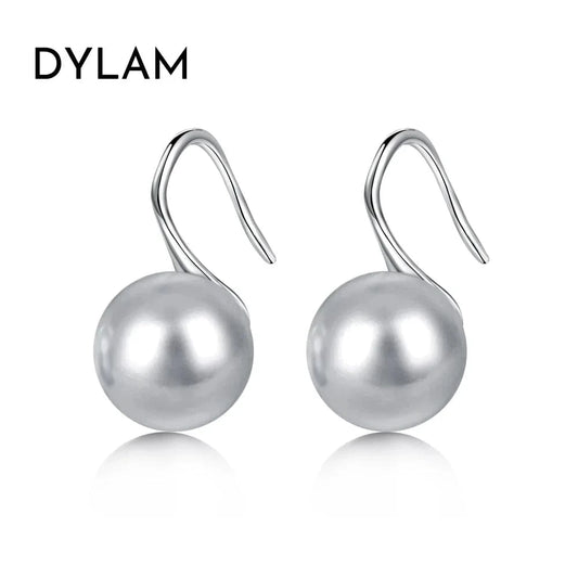 Dylam Fine Jewelry 925 Sterling Silver Shell Pearl Earring Cz Cubic Zirconia Wholesale Drop Natural Pearl Huggies Earrings Women