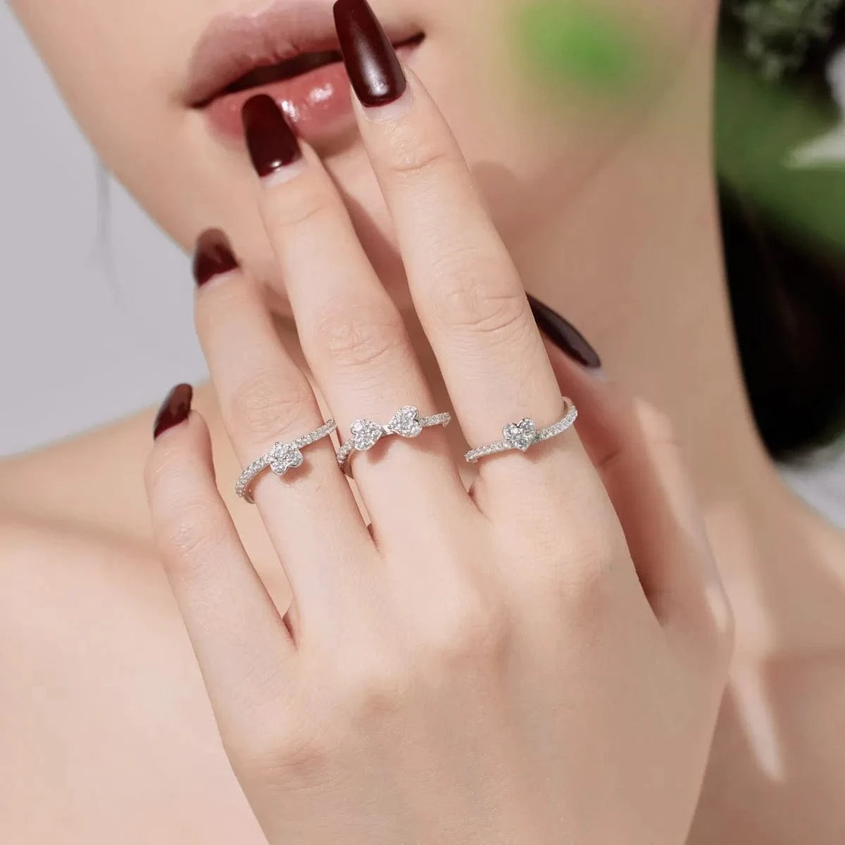 Dylam High Quality 18K Gold Stackable Ring 925 Sterling Silver Love Lucky Four Leaf Clover Heart Detachable Set Rings For Women