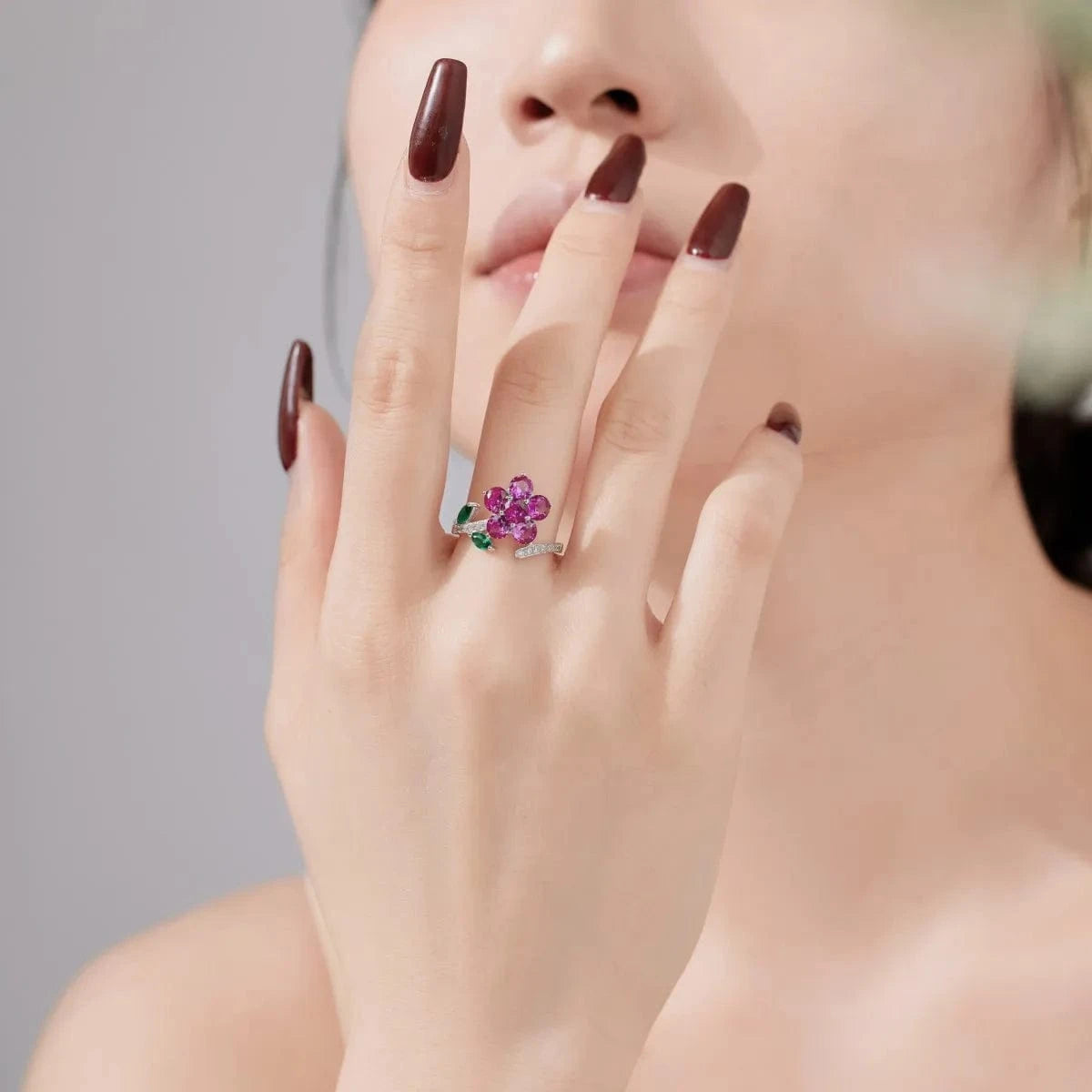 Dylam High Quality Classic Design Elegant Sweet 5A Cubic Zircons Pink Flower Ring S925 Sterling Silver Rings Jewelry Women