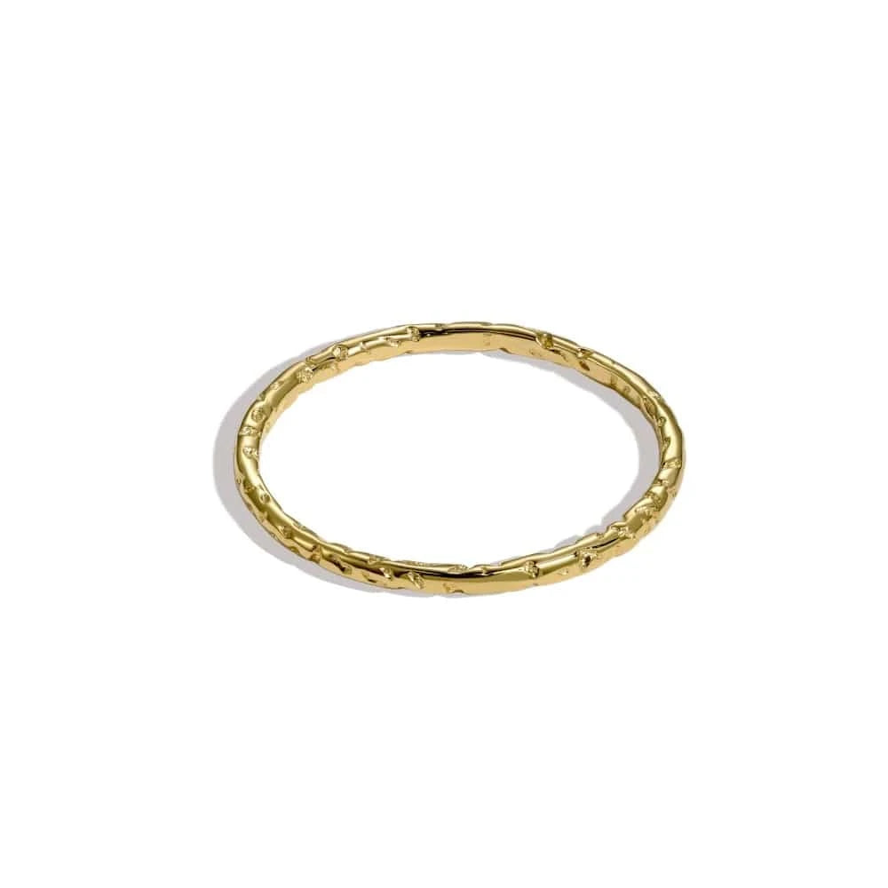Dylam Hot Sale 18K Gold Plated Ring Minimalism Jewelry Ladies Sparkle Circle Thin Chain S925 Silver Stackable Rings For Women