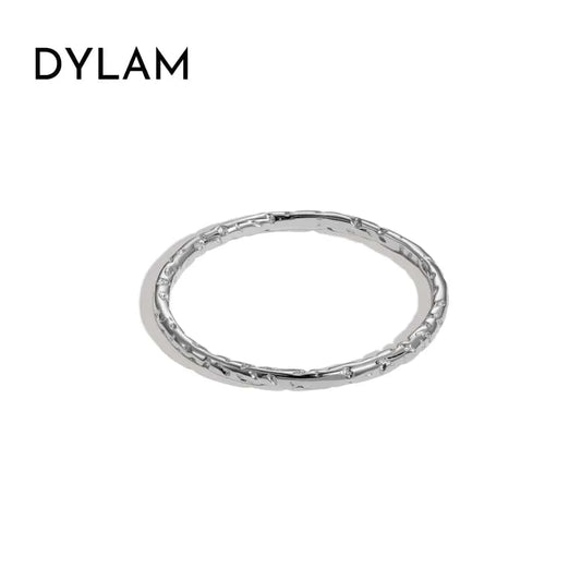 Dylam Hot Sale 18K Gold Plated Ring Minimalism Jewelry Ladies Sparkle Circle Thin Chain S925 Silver Stackable Rings For Women