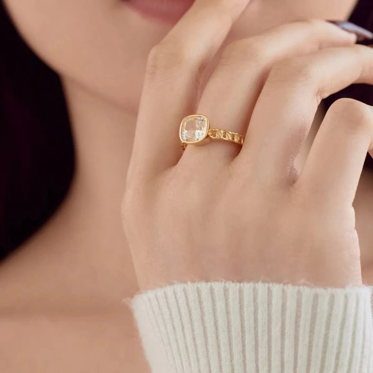 Dylam Hypoallergenic 18K Gold Plated S925 Sterling Silver Non Tarnish Pink Blue Ring Cz Cubic Zirconia Stone Rings Jewelry Women