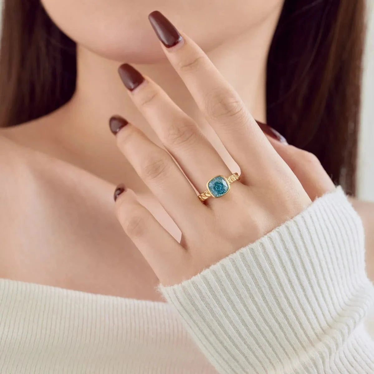 Dylam Hypoallergenic 18K Gold Plated S925 Sterling Silver Non Tarnish Pink Blue Ring Cz Cubic Zirconia Stone Rings Jewelry Women