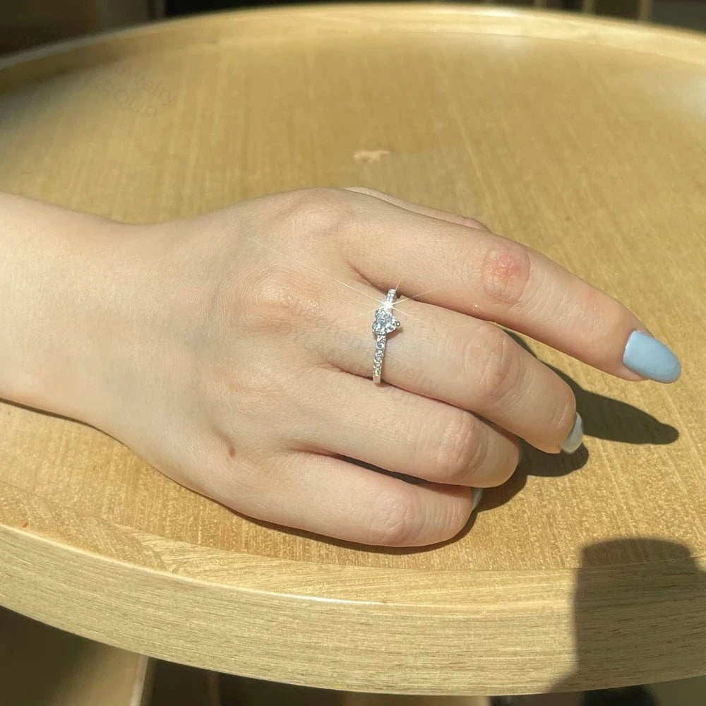 Dylam In Stock Fast Shipping Simplicity Minimalist 5A Level CZ Stone Wedding Rings Heart Love 925 Silver Sterling Rings Jewelry