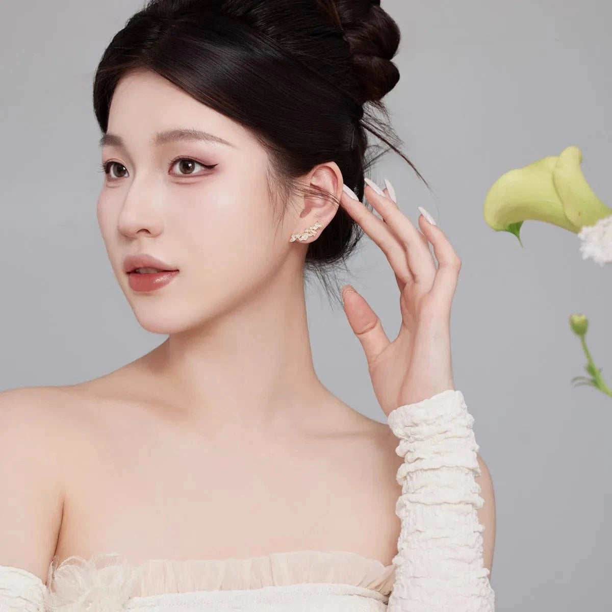 Dylam In Stock S925 Sterling Silver 8A Zirconia Earring Pear Water Drop Irregular Shape 18K Gold Plated Stud Earrings For Women