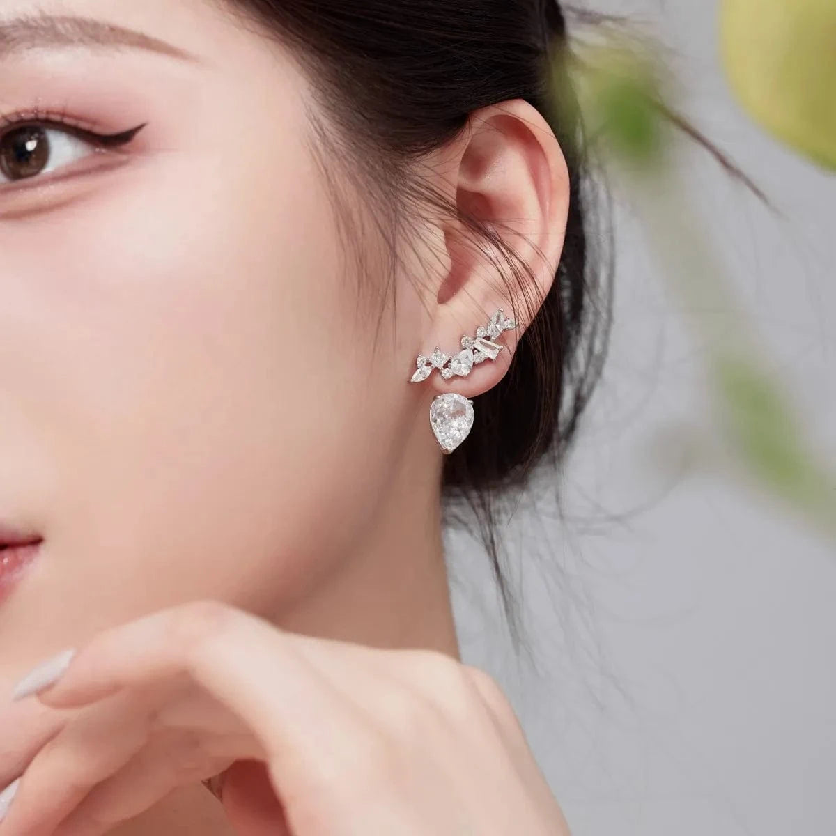 Dylam In Stock S925 Sterling Silver 8A Zirconia Earring Pear Water Drop Irregular Shape 18K Gold Plated Stud Earrings For Women