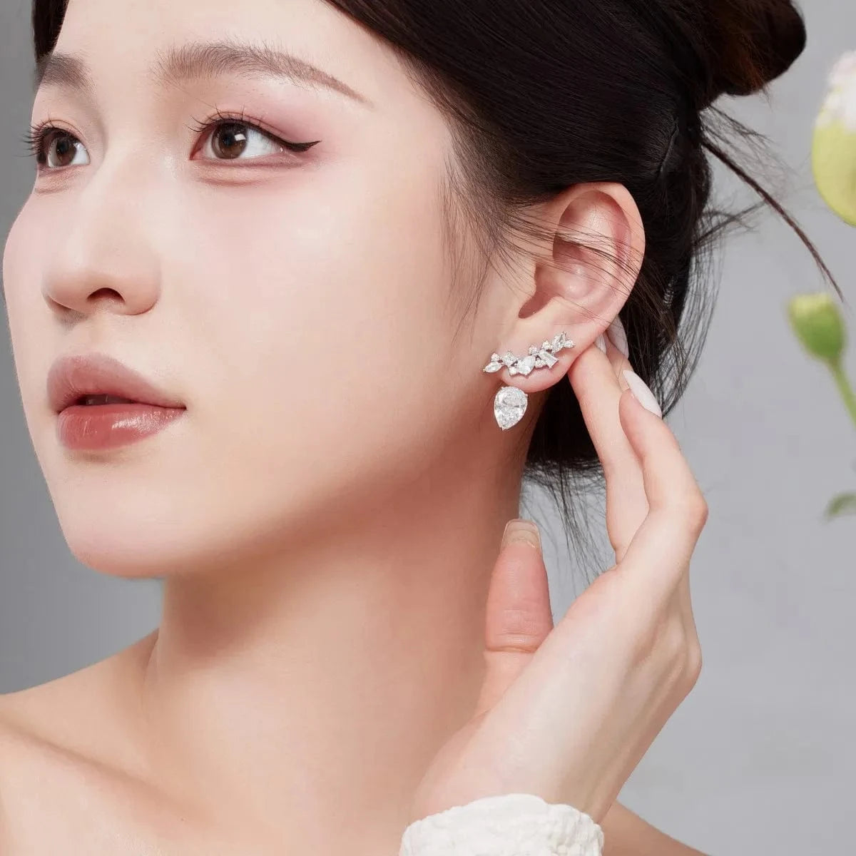Dylam In Stock S925 Sterling Silver 8A Zirconia Earring Pear Water Drop Irregular Shape 18K Gold Plated Stud Earrings For Women