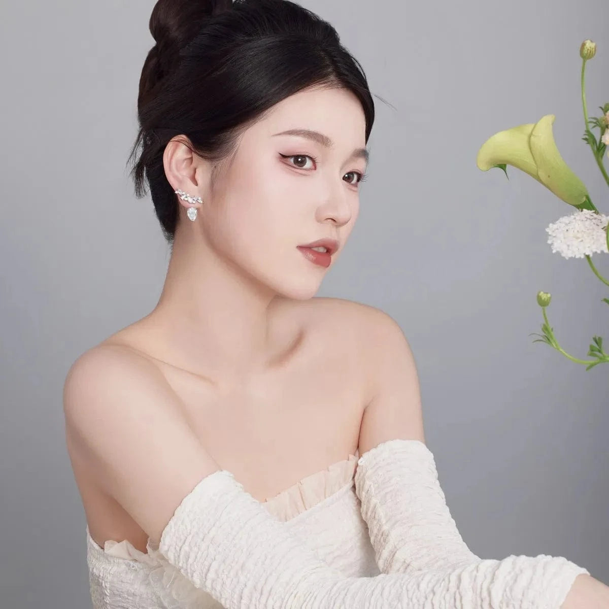 Dylam In Stock S925 Sterling Silver 8A Zirconia Earring Pear Water Drop Irregular Shape 18K Gold Plated Stud Earrings For Women