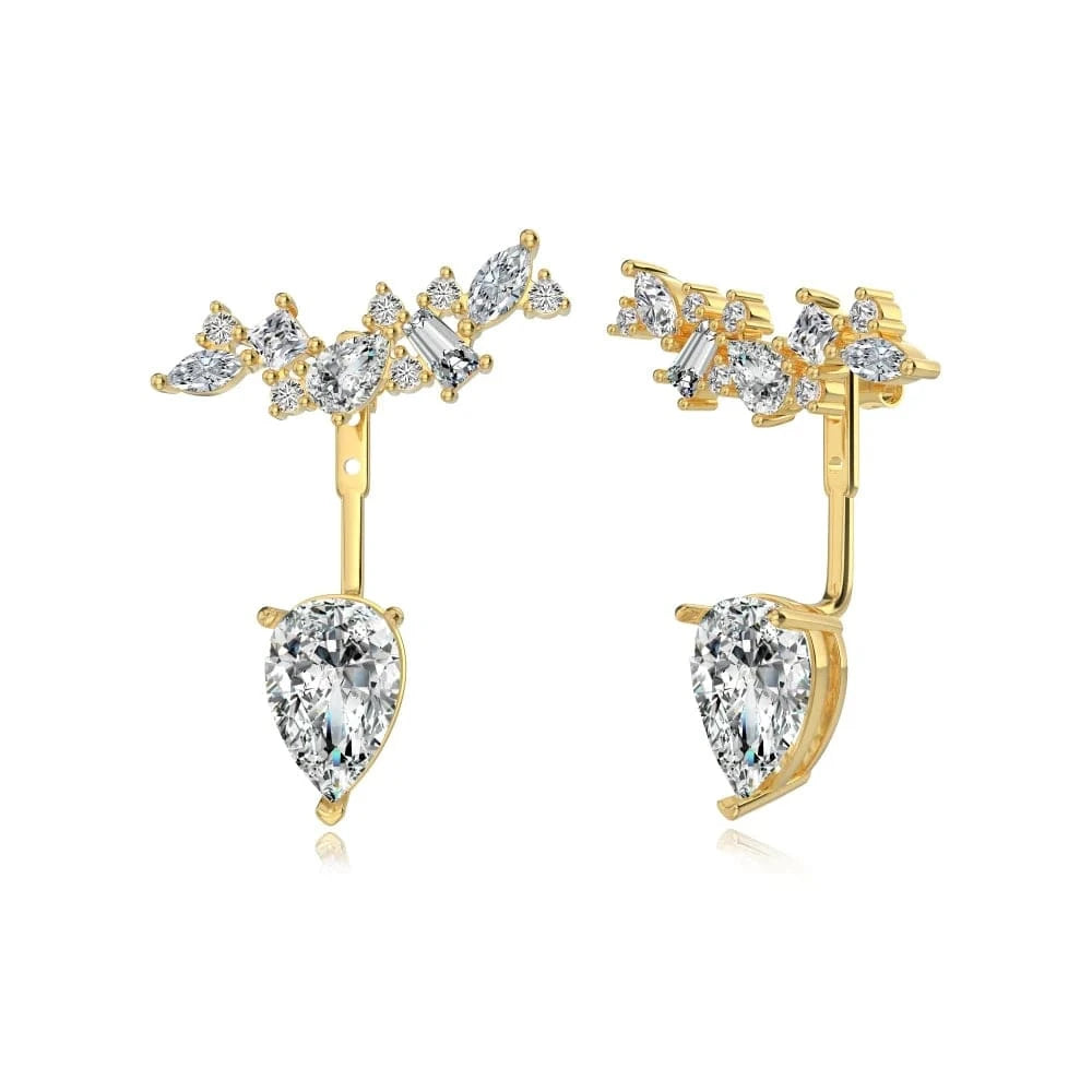 Dylam In Stock S925 Sterling Silver 8A Zirconia Earring Pear Water Drop Irregular Shape 18K Gold Plated Stud Earrings For Women