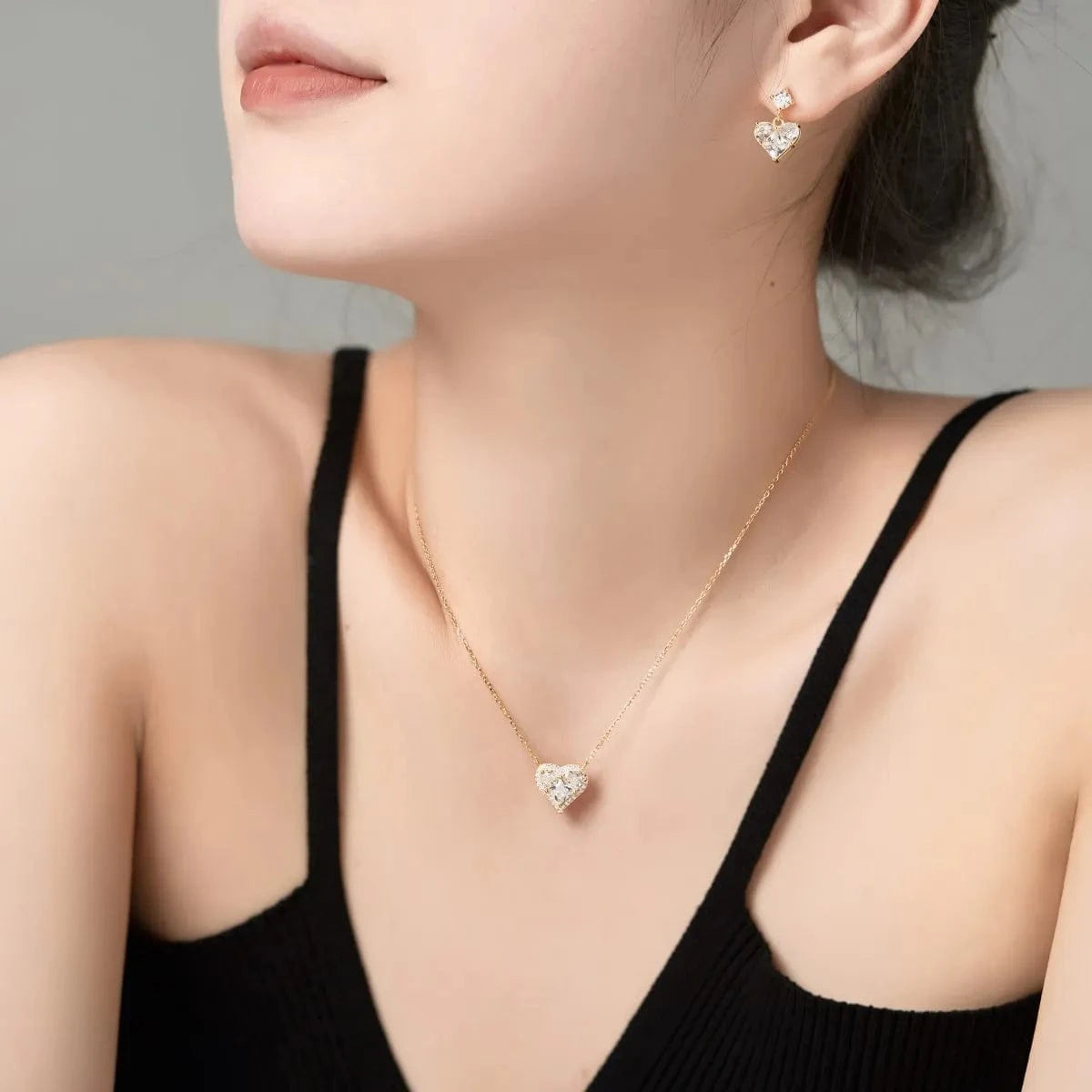 Dylam Korean Style 18K Gold Pink Cz Cubic Zirconia Diamond Drop Earring S925 Silver Cute Pink Heart Stud Earrings Women Girls