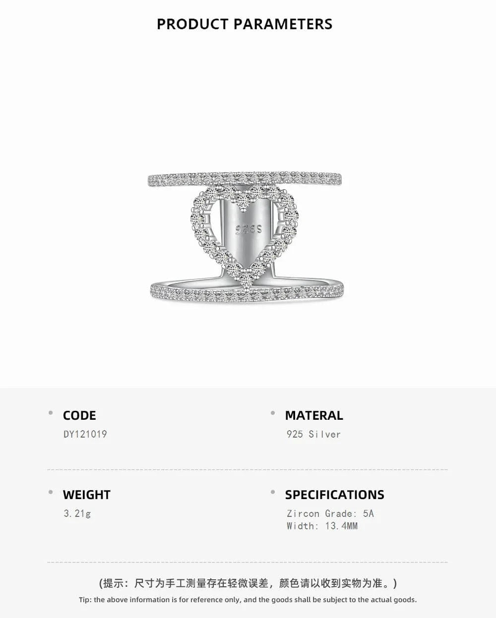 Dylam Korean Style S925 Sterling Silver Jewelry Engagement Trendy Stackable Cz Cubic Zirconia Hallow Out Heart Rings For Women