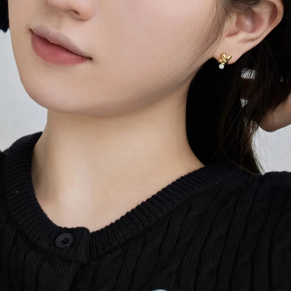 Dylam Latest Jewelry S925 Sterling Silver Cross Shell Pearl Stud Earring 18K Gold Plated Cross Earrings Women Girl