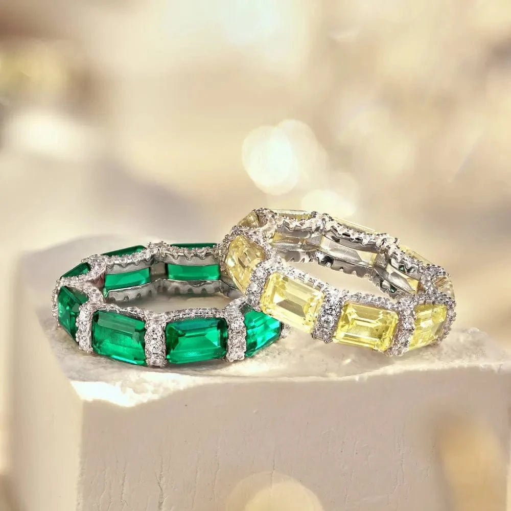 Dylam Luxurious Fine Jewelry Trendy Women S925 Silver Diamond Halo Eternity Band 5A Zirconia Wedding Bridal Promise Ring