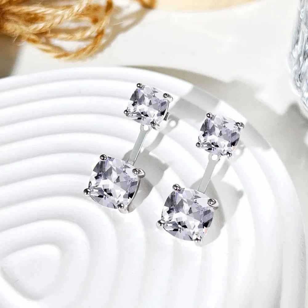 Dylam Luxury Fine Jewelry Women S925 Silver Diamond Sparkling 2 Stone 5A Zirconia 5ct Party Wedding Bridal Stud Earrings