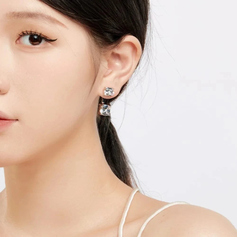 Dylam Luxury Fine Jewelry Women S925 Silver Diamond Sparkling 2 Stone 5A Zirconia 5ct Party Wedding Bridal Stud Earrings