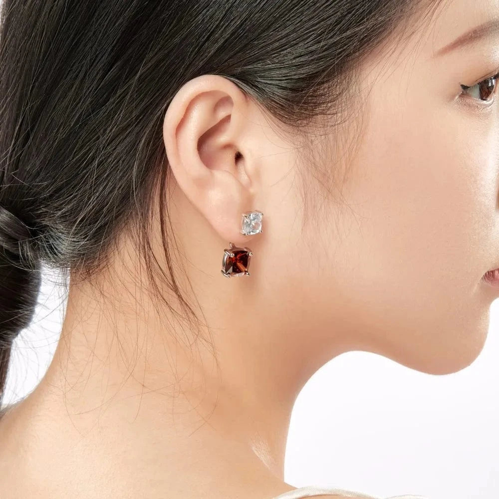 Dylam Luxury Fine Jewelry Women S925 Silver Diamond Sparkling 2 Stone 5A Zirconia 5ct Party Wedding Bridal Stud Earrings