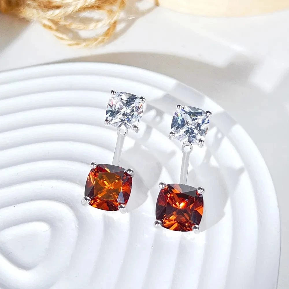 Dylam Luxury Fine Jewelry Women S925 Silver Diamond Sparkling 2 Stone 5A Zirconia 5ct Party Wedding Bridal Stud Earrings
