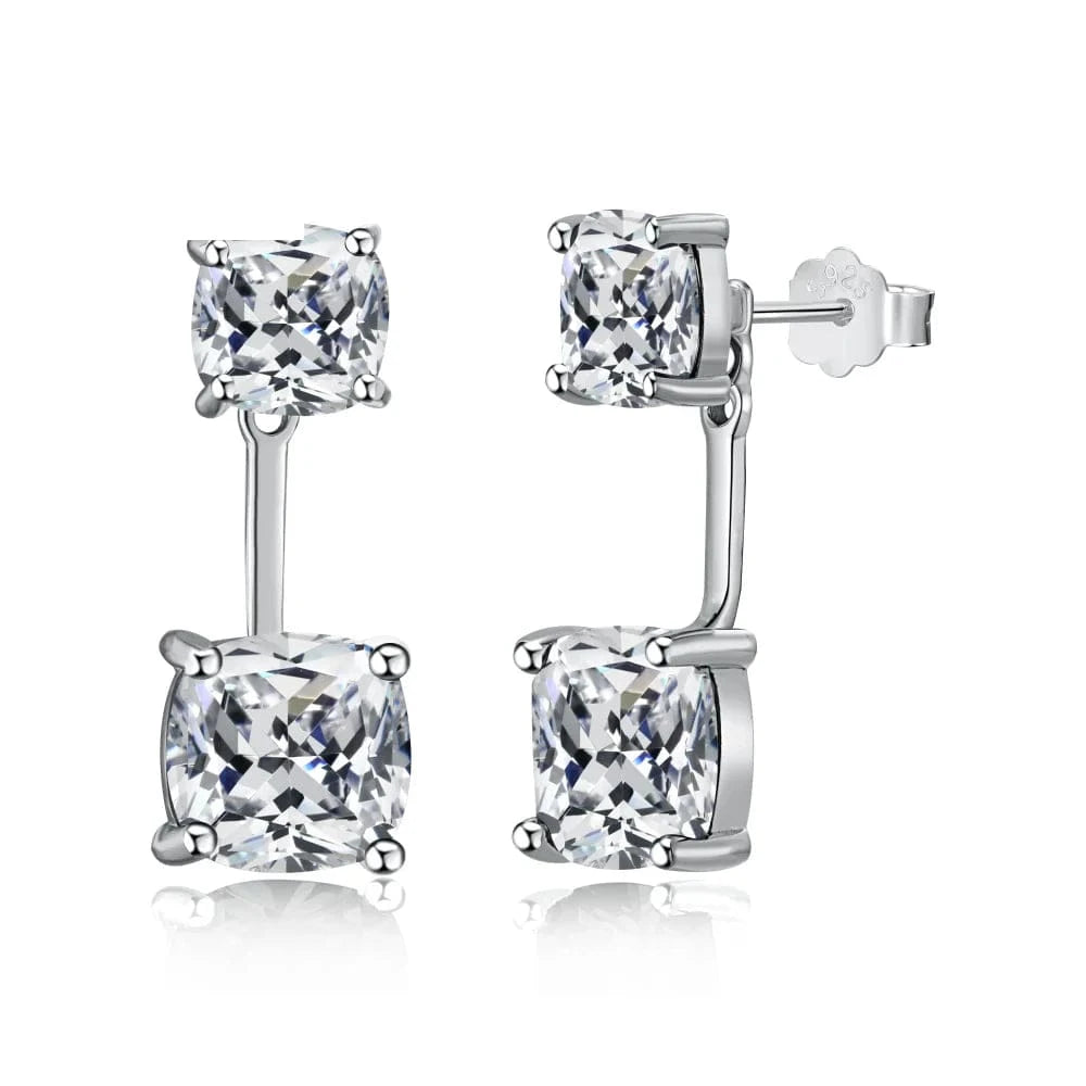 Dylam Luxury Fine Jewelry Women S925 Silver Diamond Sparkling 2 Stone 5A Zirconia 5ct Party Wedding Bridal Stud Earrings