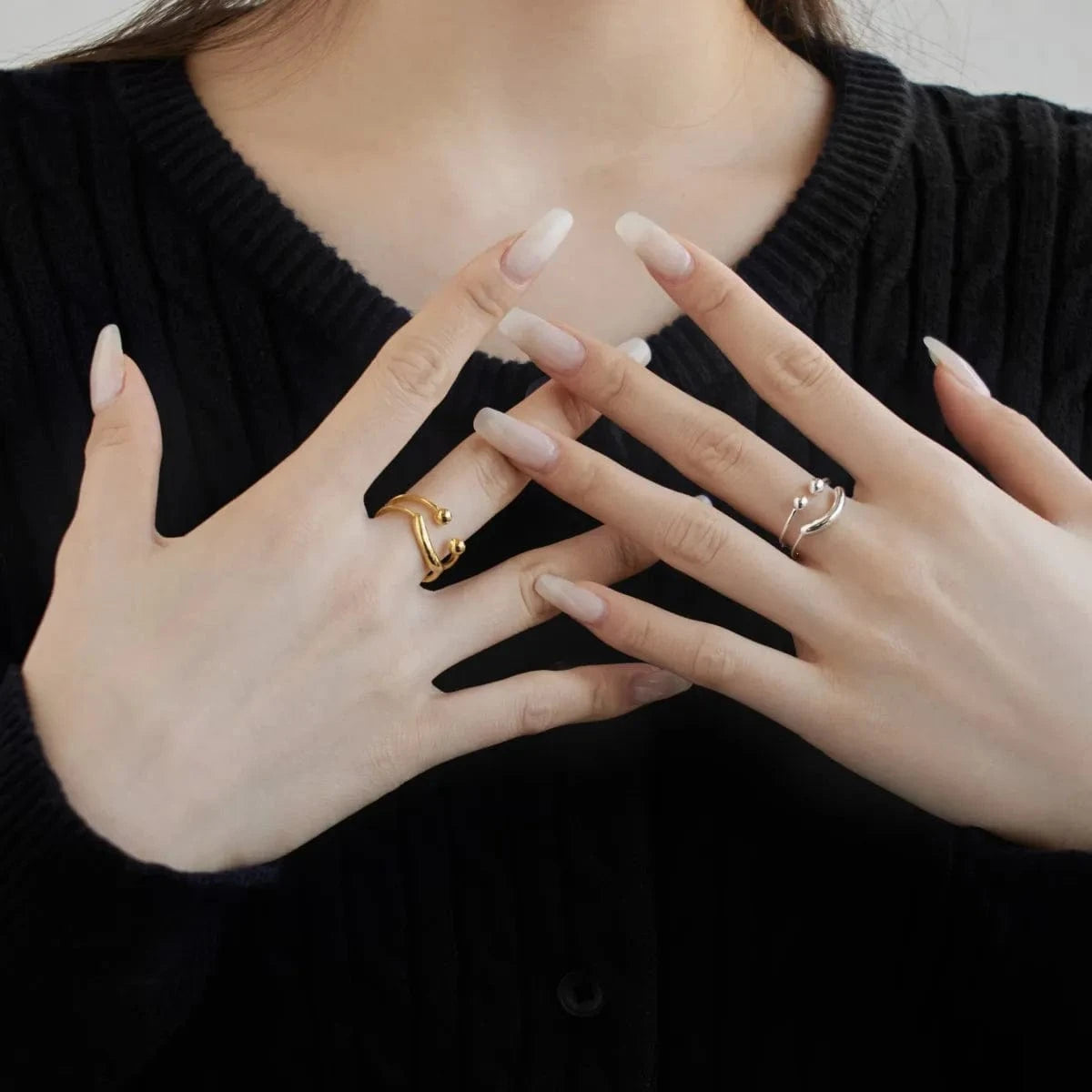 Dylam Minimalist Smiling Face S925 Sterling Silver Ring Adjustable Open Statement 18K Gold Plated Jewelry Rings For Women