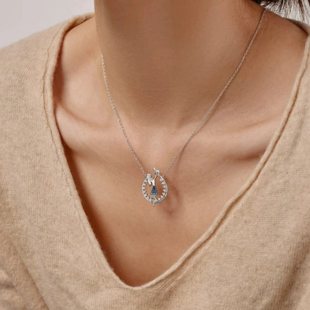 Dylam Mother's Day Gifts Fine Jewelry S925 Silver Link Chain Mother Mom and Child 5A Cubic Zirconia Circle Pendant Necklaces