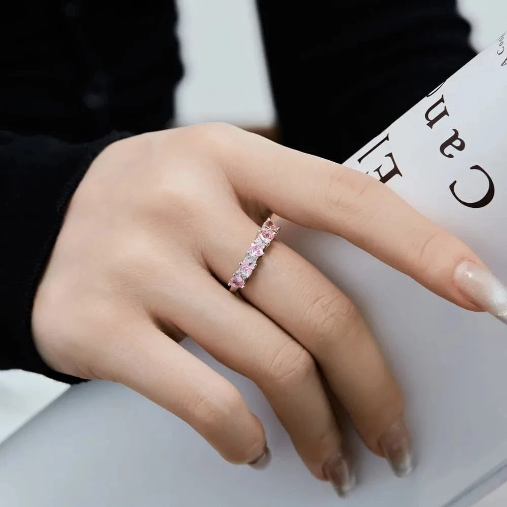 Dylam New Design Pink Heart Shape Cz Cubic Zirconia 925 Sterling Silver For Women Rings For Women Wedding Jewelry Manufacturer