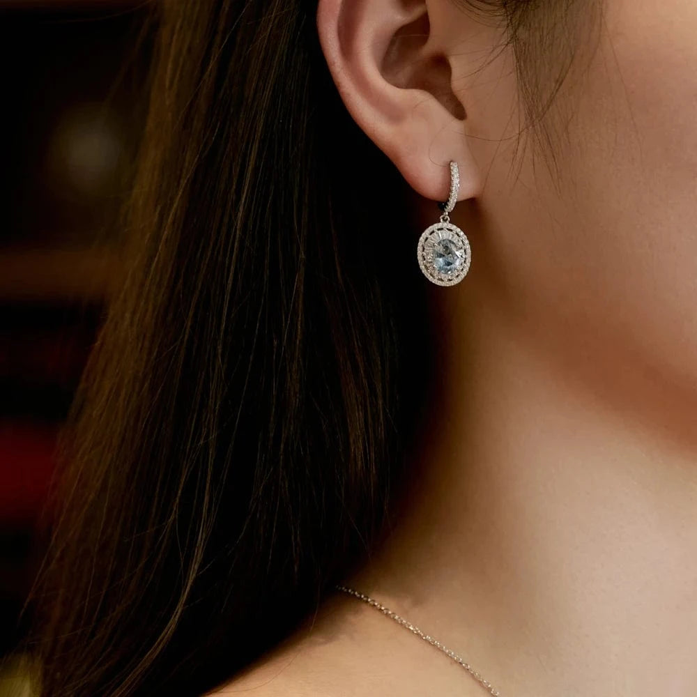 Dylam New Designer S925 Silver Rhodium Plated Diamond Sapphire Gemstone Baguette Cut Blue 5A Zirconia Eternity Band Promise Ring