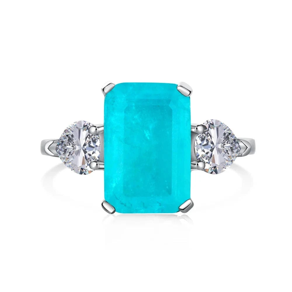 Dylam Newest Fine Jewelry Elegant Design S925 Silver Rhodium Plated Paraiba Ice Blue 5A Zirconia Wedding Promise Rings