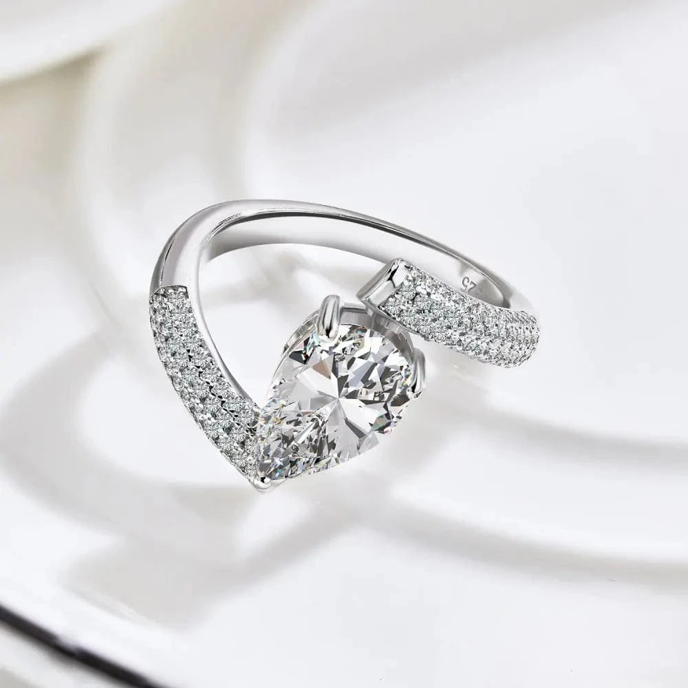 Dylam No Moq 925 Sterling Silver 2 Carat 5A Cubic Zirconia Engagement Ring Fine Fashion Jewelry Irregular Ladies Wedding Ring