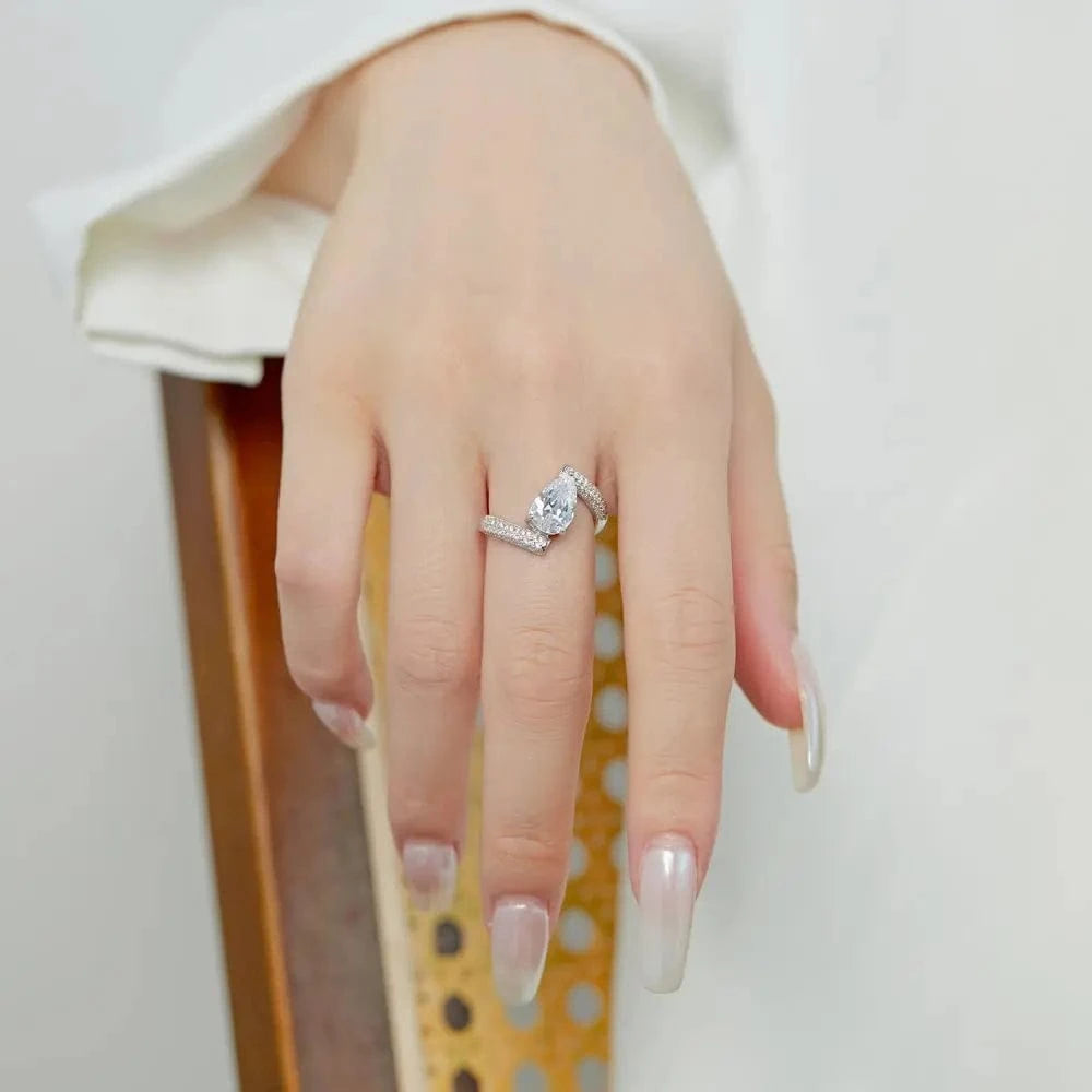 Dylam No Moq 925 Sterling Silver 2 Carat 5A Cubic Zirconia Engagement Ring Fine Fashion Jewelry Irregular Ladies Wedding Ring