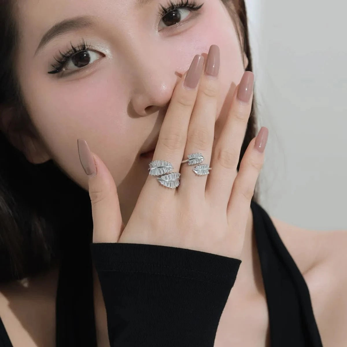 Dylam Oem Odm Sparkling S925 Sterling Silver Jewelry 18K Gold Plated 5A Cz Cubic Zircon Ring Eternity Leaf Rings For Women