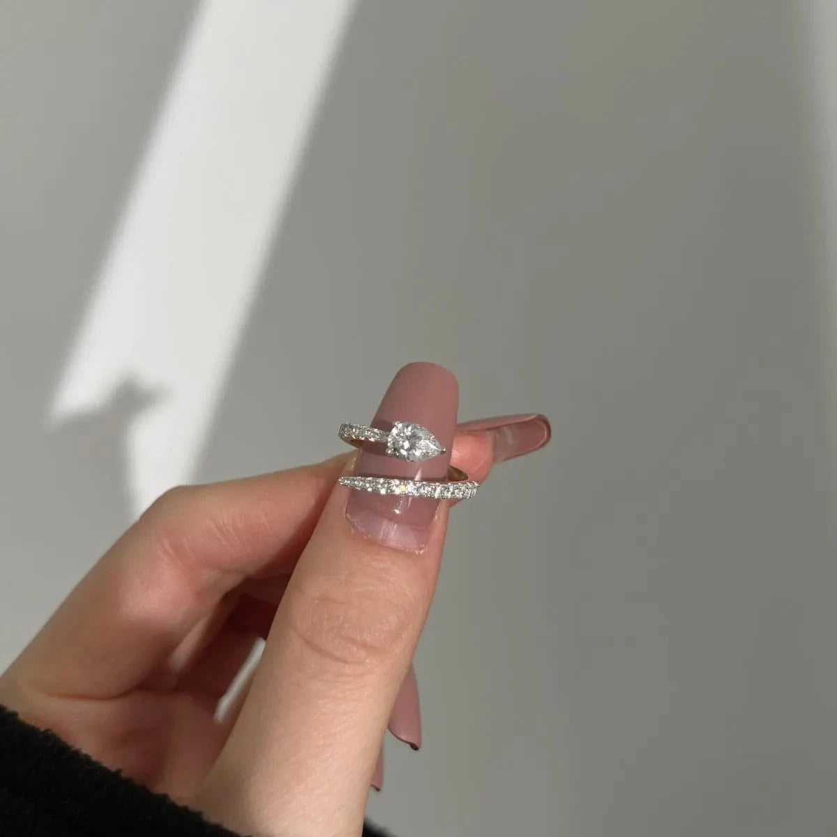 Dylam Original Design S925 Sterling Silver Pear Waterdrop Ring For Women Ins Style Cz Zirconia Wedding Diamond Rings For Women