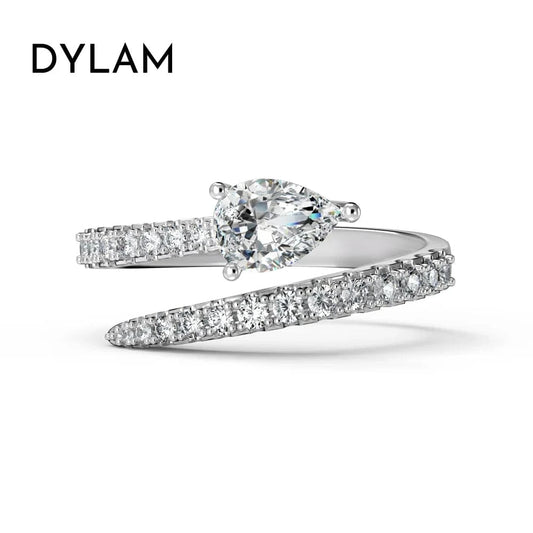Dylam Original Design S925 Sterling Silver Pear Waterdrop Ring For Women Ins Style Cz Zirconia Wedding Diamond Rings For Women
