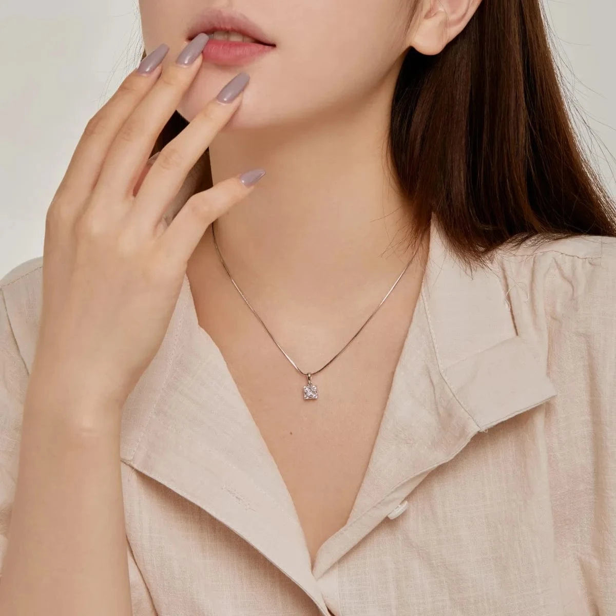 Dylam S925 Sterling Silver Clavicle Chain Necklace Geometric Color Zirconia Design Woman Snake Bone Chain Wholesale Jewelry