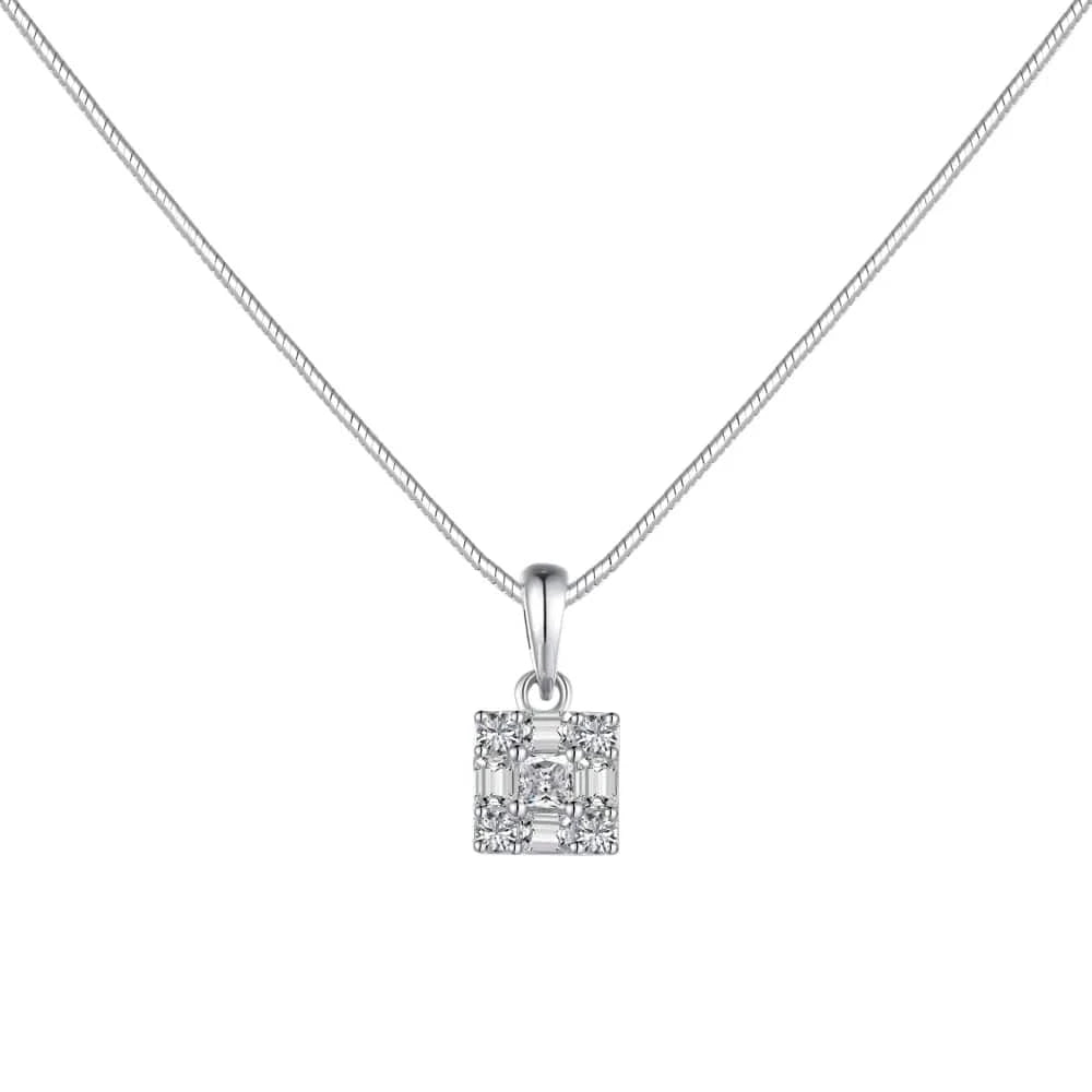 Dylam S925 Sterling Silver Clavicle Chain Necklace Geometric Color Zirconia Design Woman Snake Bone Chain Wholesale Jewelry