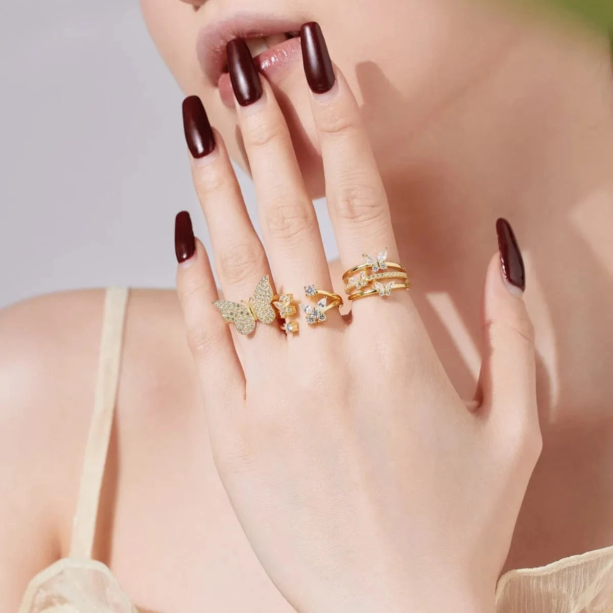 Dylam S925 Sterling Silver Sparkling Diamond Butterfly Ring For Women 18K Gold Plated Cz Rings Wedding Party Gifts Fine Jewelry