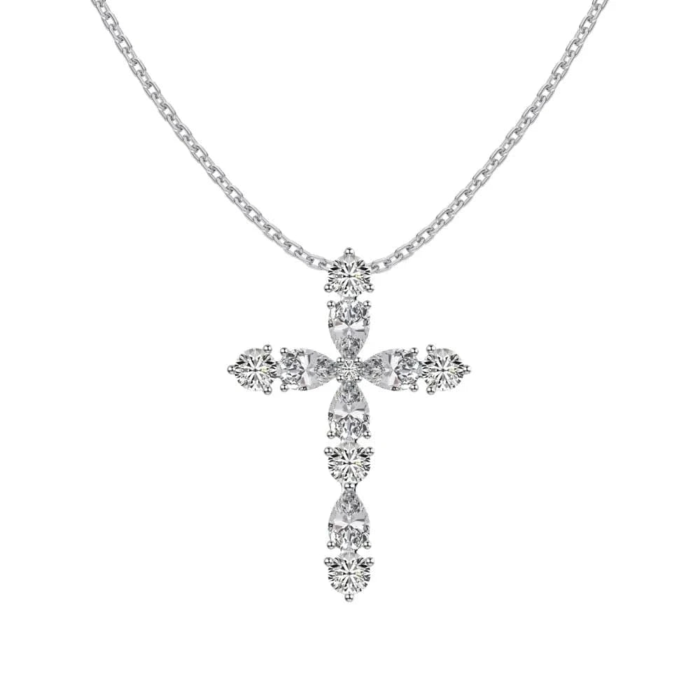 Dylam Simply Designed 18K Gold Plated Cross Pendant Cz Necklace 925 Sterling Silver Jewelry For Women Men Unisex Cross Necklaces