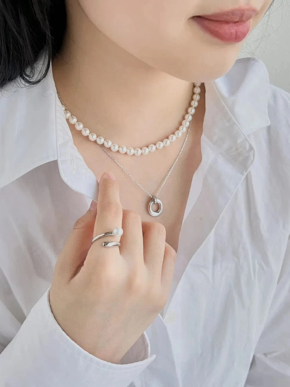 Dylam Stylish Minimalist Design Jewelry Women S925 Rhodium 18K Gold Plated Circle Hallow Out Smooth Surface Pendant Necklace