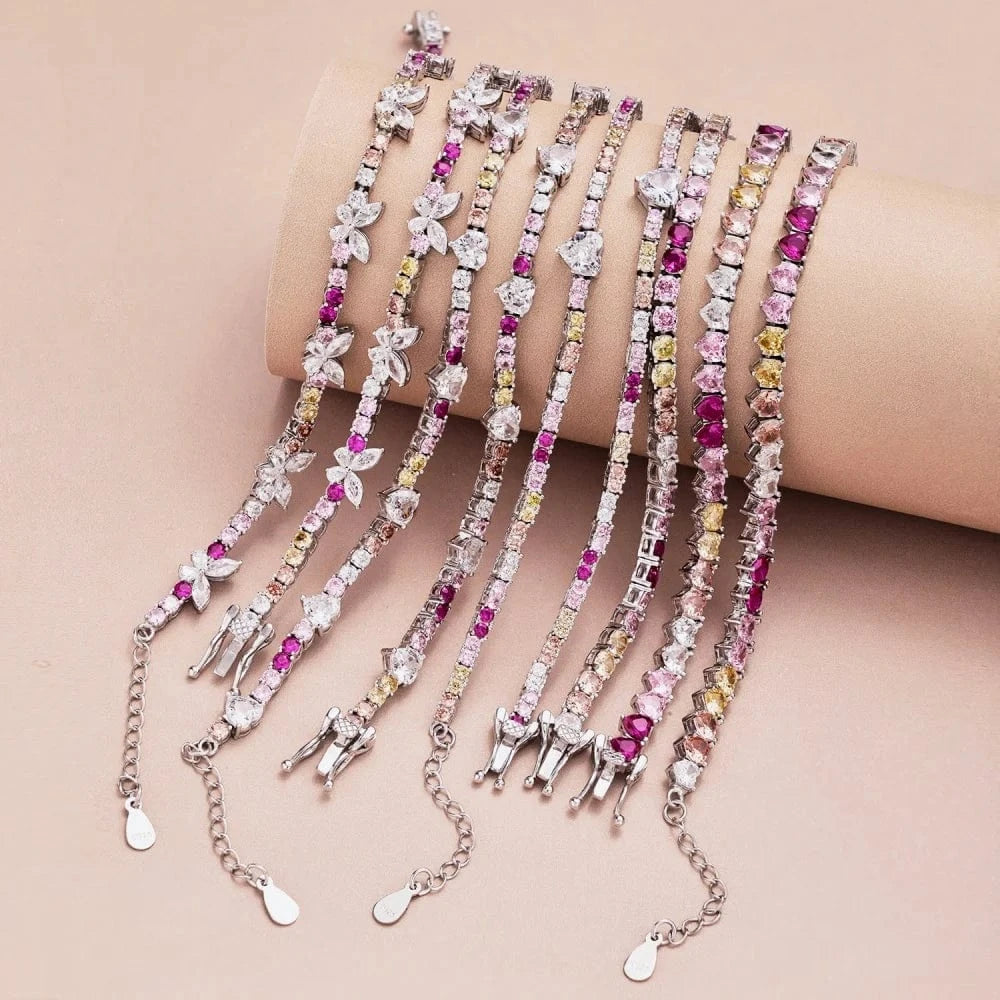 Dylam Trending Design Hypoallergenic Fine Jewelry S925 Silver Full Diamond Moissanite 5A Zirconia Tennis Bracelets for Women