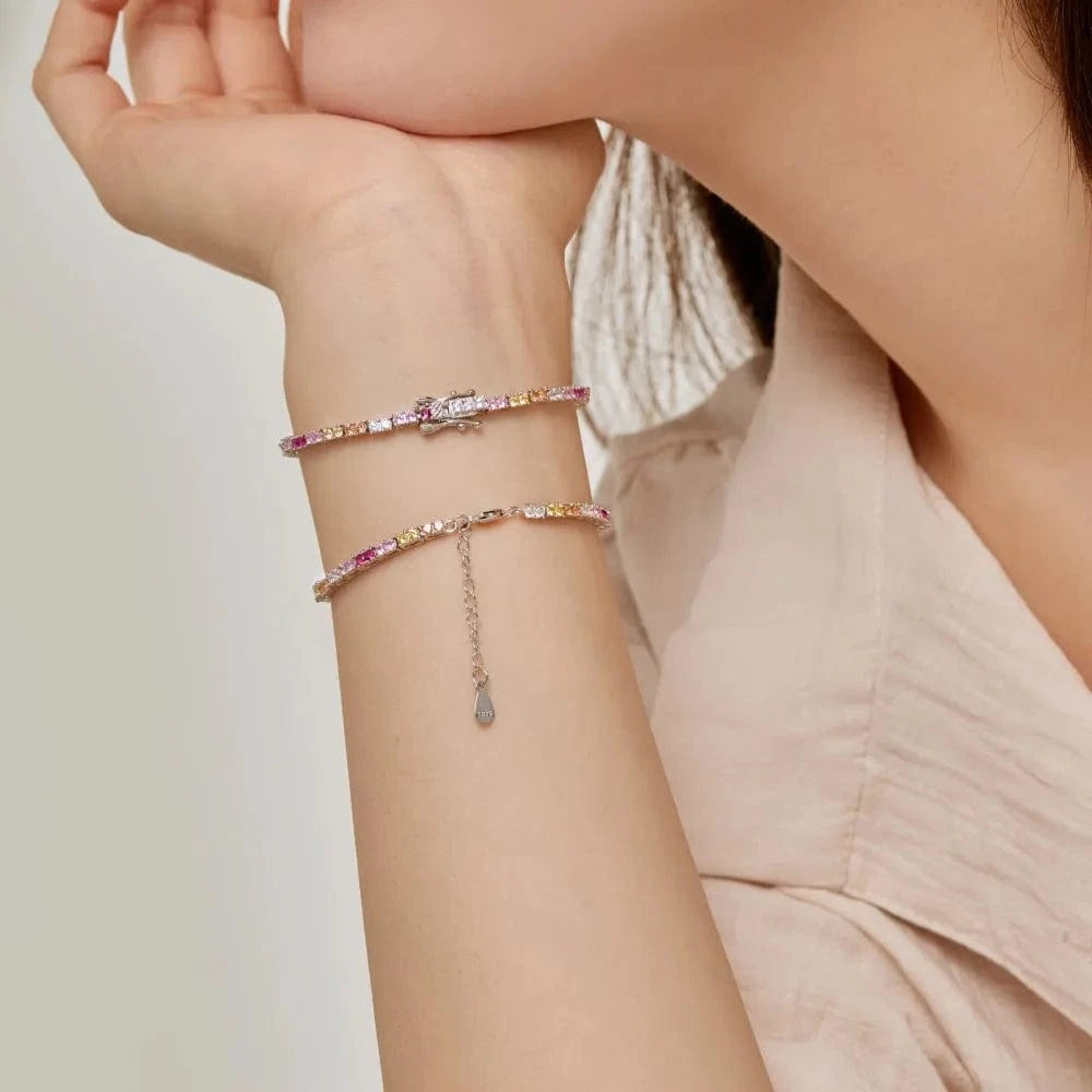 Dylam Trending Design Hypoallergenic Fine Jewelry S925 Silver Full Diamond Moissanite 5A Zirconia Tennis Bracelets for Women