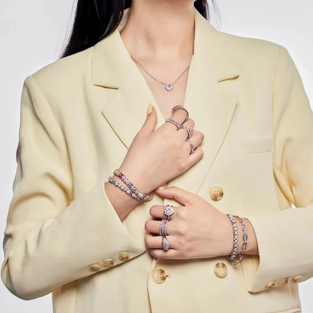 Dylam Trending Finest Jewelry S925 Silver Rhodium Plated 5A Cubic Zirconia Eternity Band Baguette Bridal Daily Party Rings