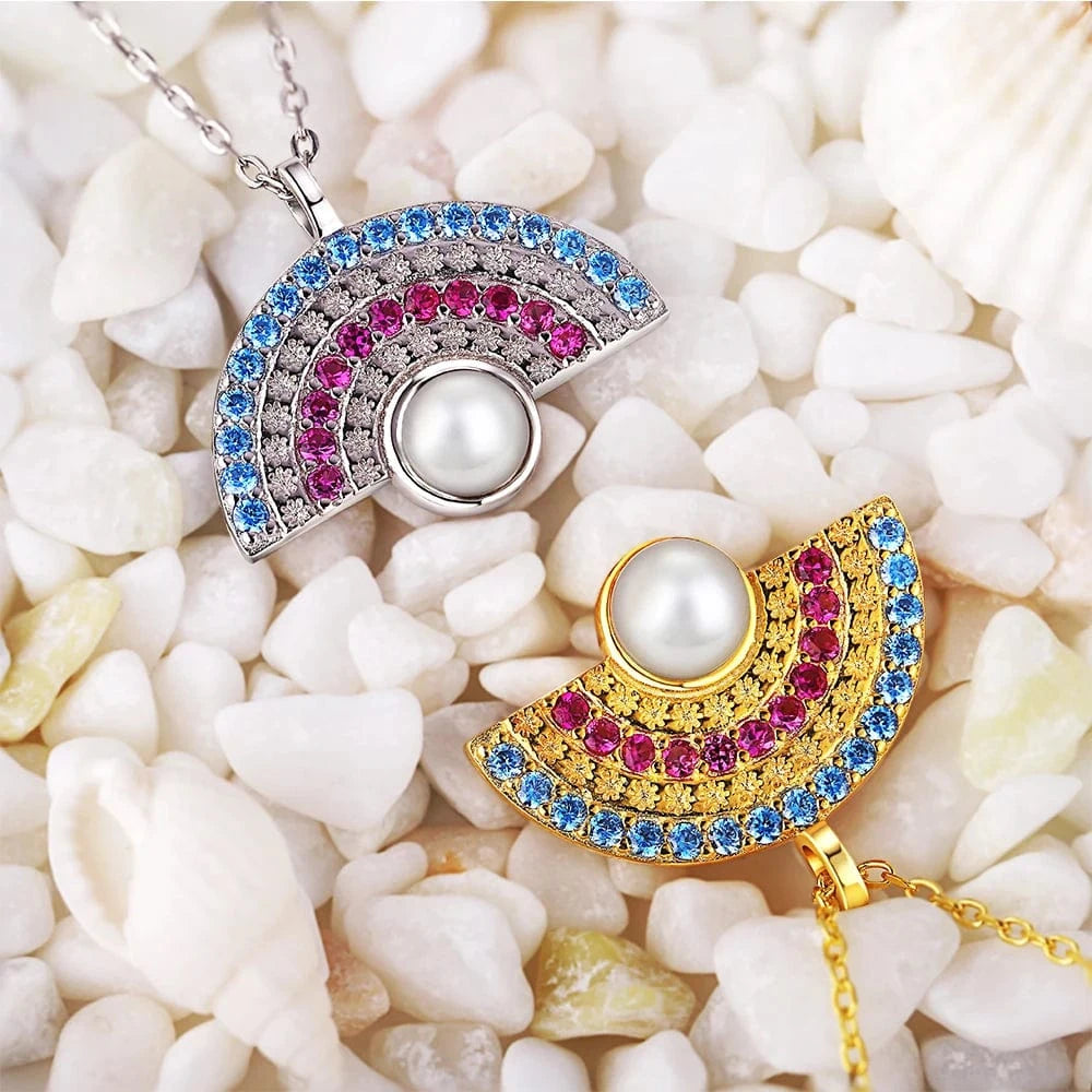 Dylam Trendy Charm Luxury Pendant Jewelry Fashion 18K Gold Plated Chain 925 Sterling Silver Pearl Necklaces