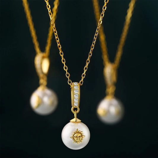 Dylam Trendy Charm Luxury Pendant Jewelry Fashion 18K Gold Plated Chain 925 Sterling Silver Pearl Necklaces