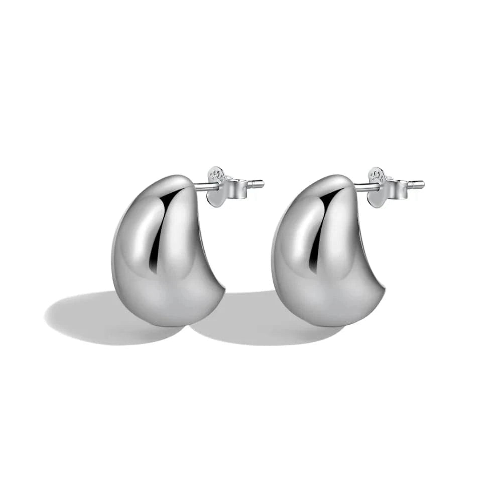 Dylam Waterproof C Shape Semicircle Stud Earrings18K Gold Plated Stud Earring Chunky Hollowed Statement Hoop Earrings For Women