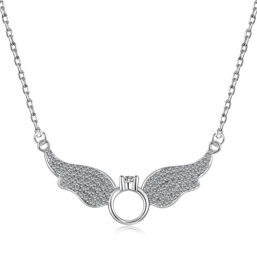 Dylam Wholesale New Arrival Jewelry Wing Shape Necklace Pendant 18K Gold Plated S925 Silver Necklaces With Cz Stone For Women
