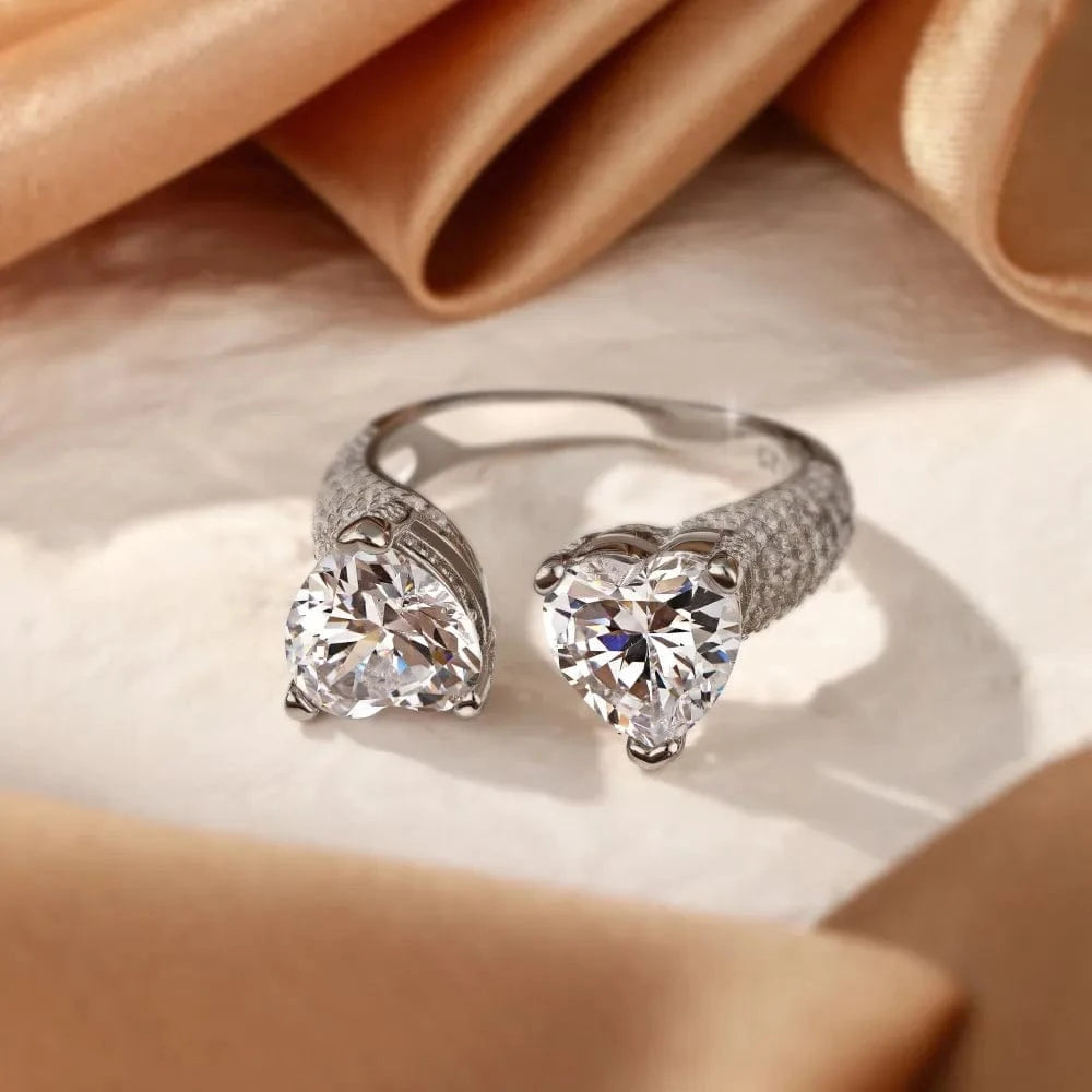 Dylam Women Adjustable Birthday Valentine Gift Jewelry 925 Sterling Silver Open Heart Stones Constellation Silver Rings