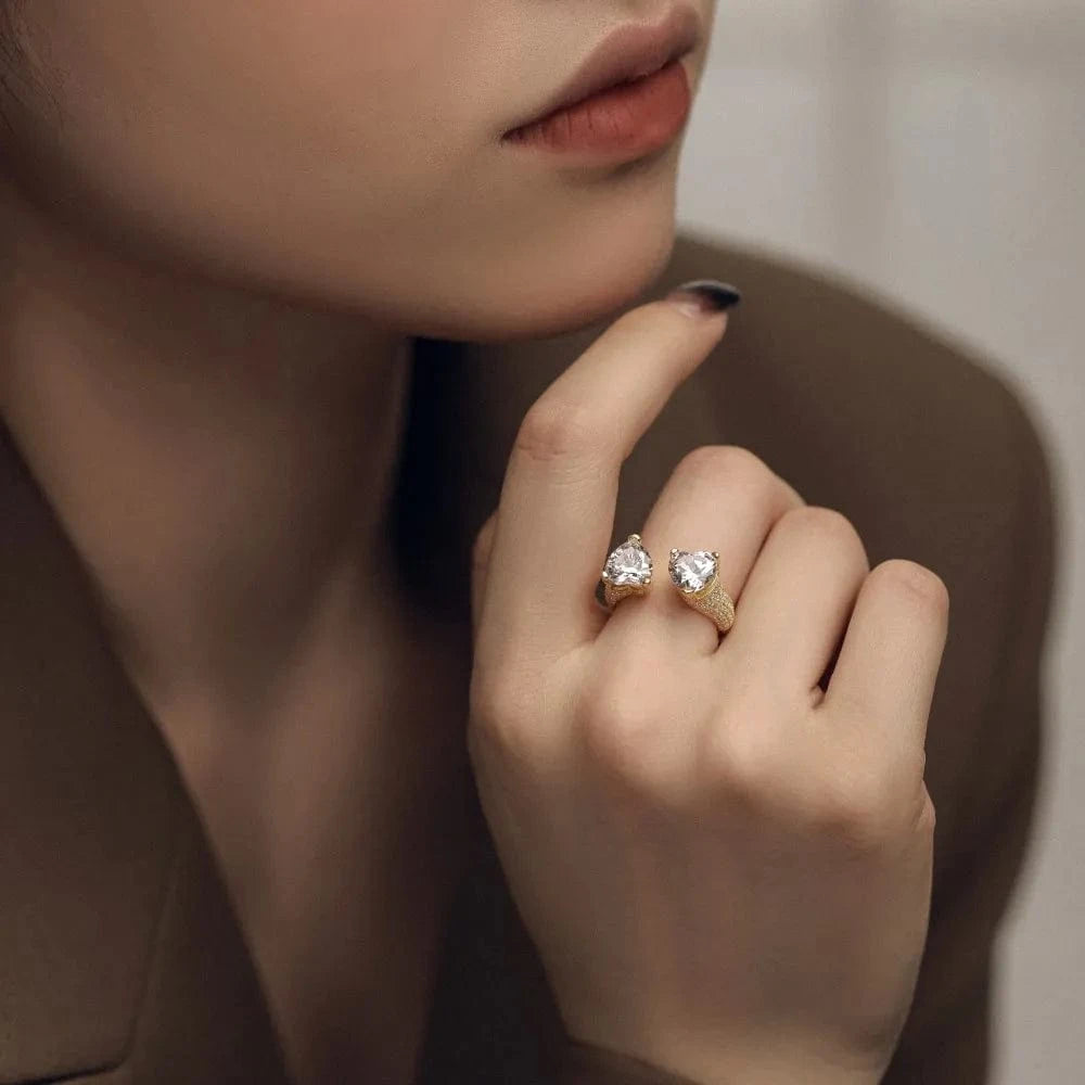 Dylam Women Adjustable Birthday Valentine Gift Jewelry 925 Sterling Silver Open Heart Stones Constellation Silver Rings