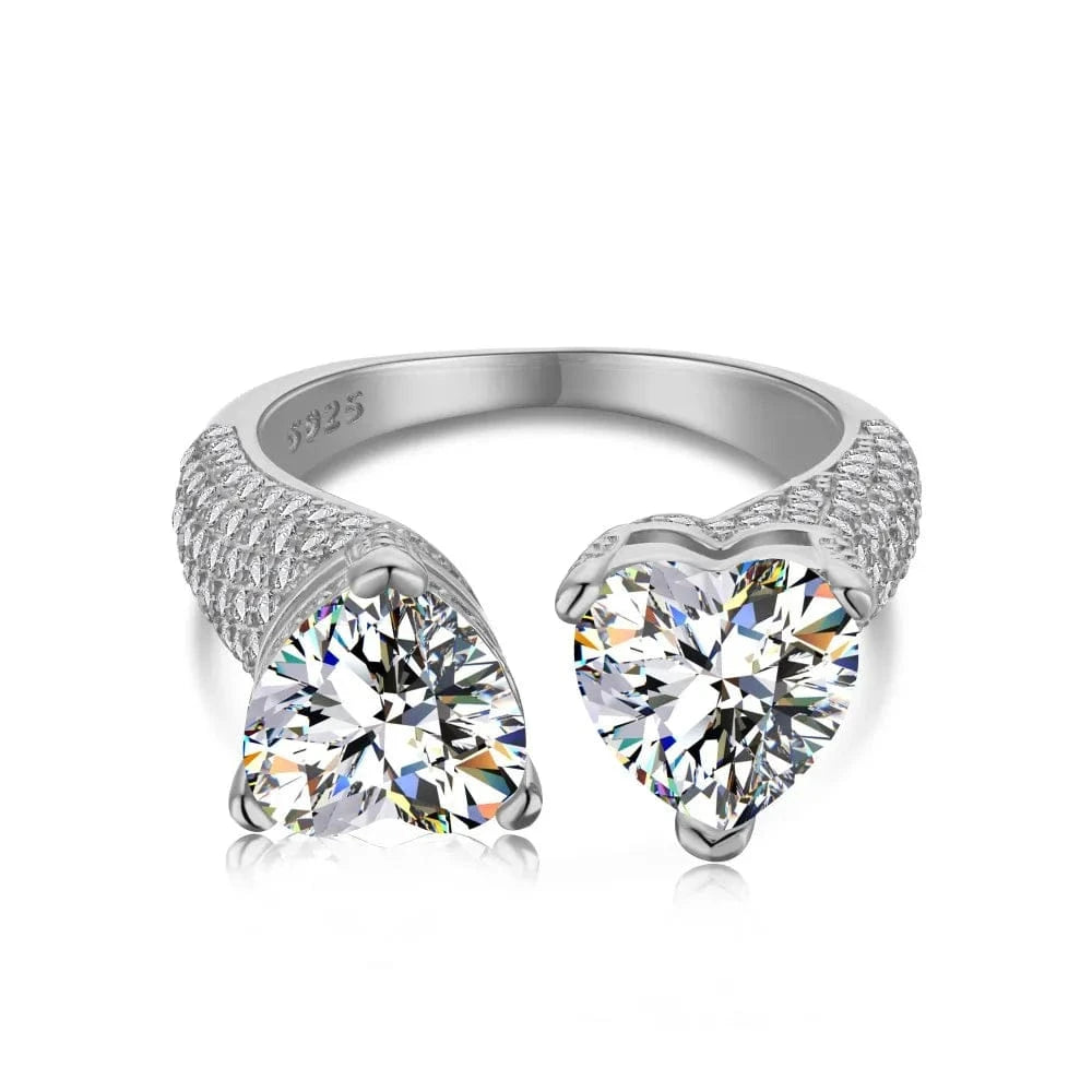 Dylam Women Adjustable Birthday Valentine Gift Jewelry 925 Sterling Silver Open Heart Stones Constellation Silver Rings