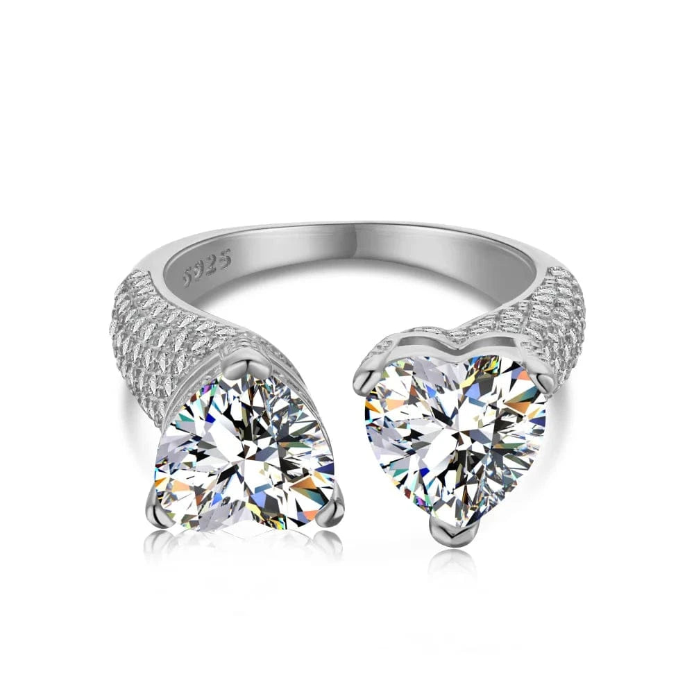 Dylam Women Adjustable Birthday Valentine Gift Jewelry 925 Sterling Silver Open Heart Stones Constellation Silver Rings