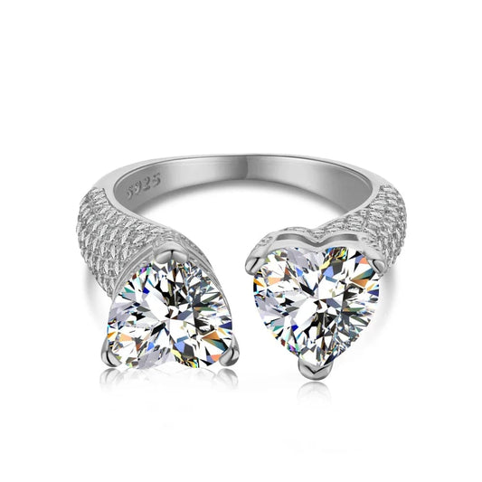 Dylam Women Adjustable Birthday Valentine Gift Jewelry 925 Sterling Silver Open Heart Stones Constellation Silver Rings