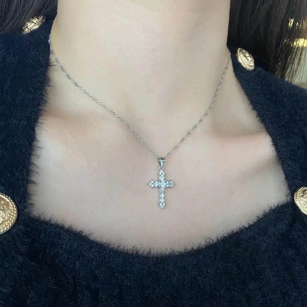 Dylam Women Fine Jewelry 18K Gold Plated 925 Sterling Silver Cross Pendant Necklace with Infinite Elements Zirconia